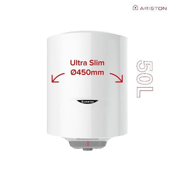 Elvattenberedare - Ariston PRO1 R 50 liter - Vertikal Väggmonterad - Skyddad Element