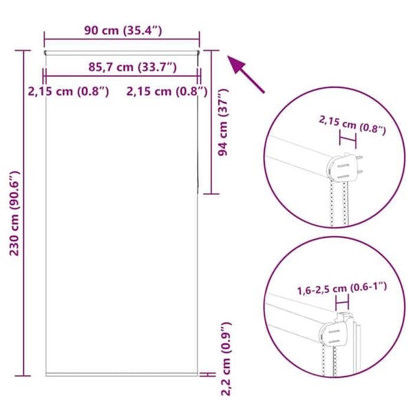 vidaXL Butik mörkläggningsrull 85,7 cm polyester 4011204