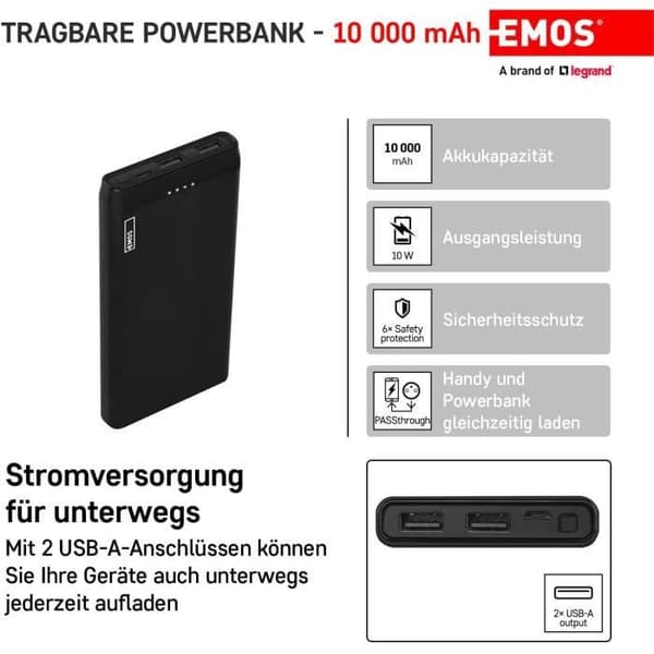 EMOS Alpha 10S Powerbank 10 000 mAh