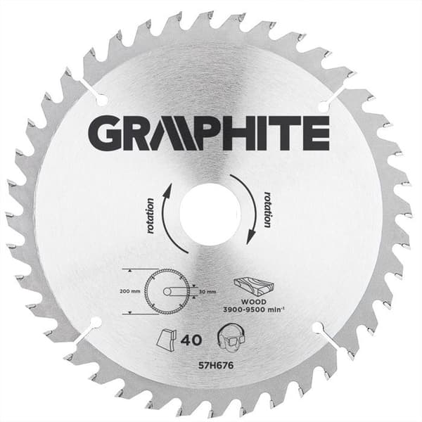 Sågblad - GRAPHITE - 200 x 30 mm - 40 tänder - Widia - Legerat stål MN65