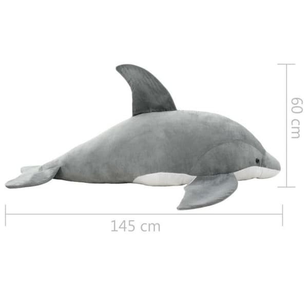 vidaXL Plush Dolphin Grey 80231