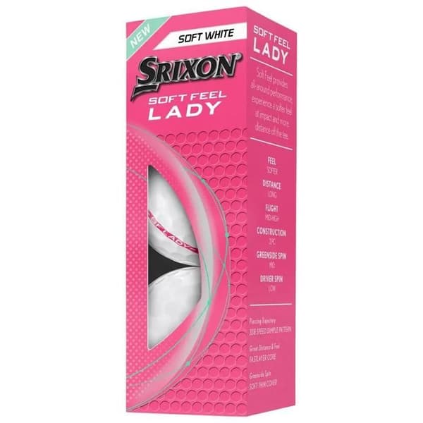 Låda med 12 golfbollar - SRIXON - Soft Feel Lady - Ökad drivavstånd - Oöverträffad mjukhet - Vit