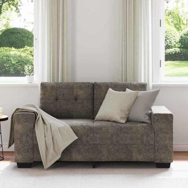 Soffa 2 platser samtida mörkgrå i konstläder – sittdjup 120 cm, kompakt