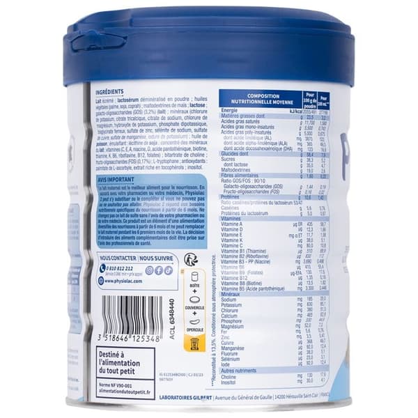 Physiolac 2:a Ålder 800 g
