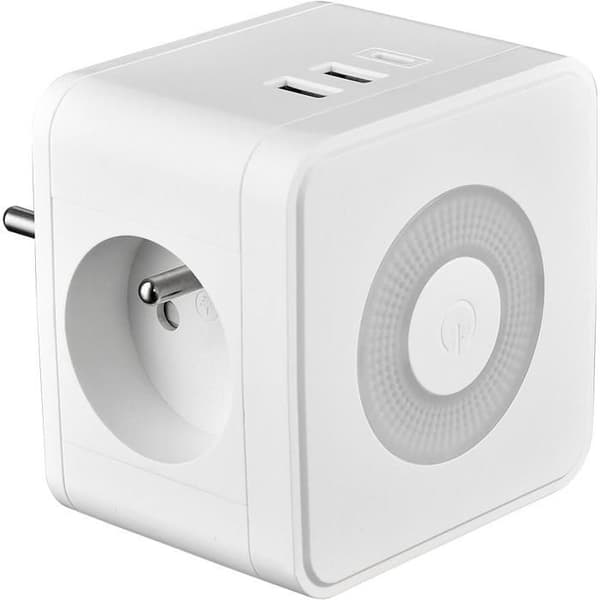 Strömadapter - VIKING - Y23L - Vit - 5 portar - Touch-ljus