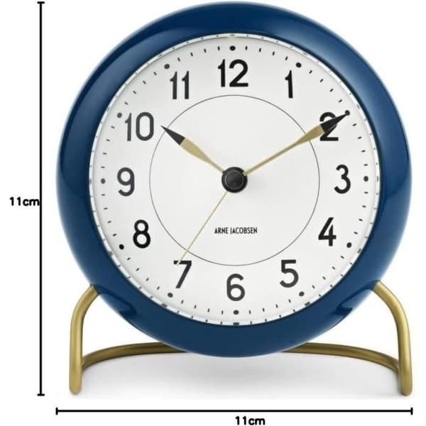 Bordsklocka - ARNE JACOBSEN - Originaldesign - Diam. 11 cm - Mörkblågrön - Snooze & ljussensor
