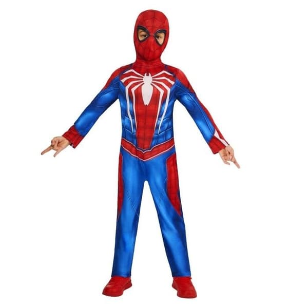 SPIDERMAN GAMEREVERSE KOSTYM FÖR BARN 5/6 ÅR Röd, Bordeaux