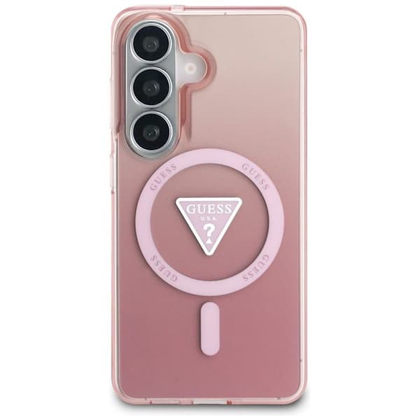 Coque Guess IML Gradient Triangle Logo MagSafe för Samsung Galaxy S26 - Rosa