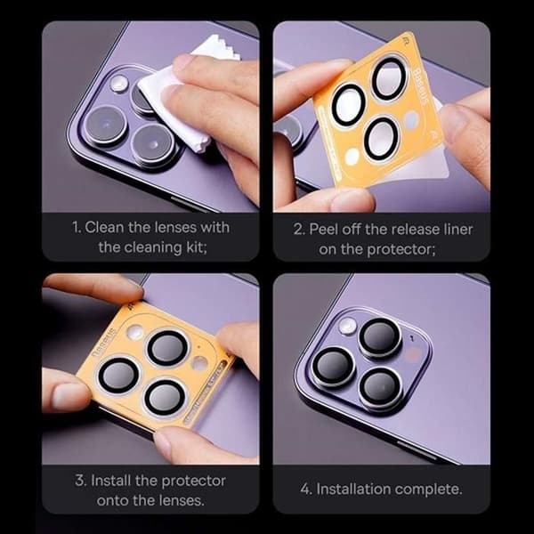 Objektivskydd - Baseus - iPhone 13 Pro/Pro Max - Härdat glas - Transparent - Pack med 1