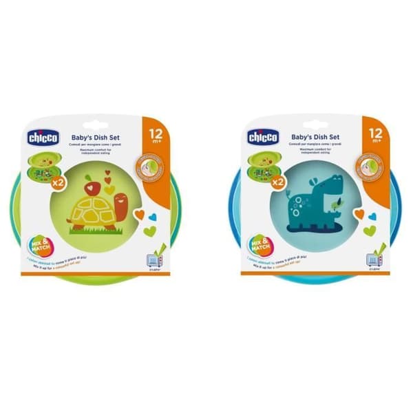 Chicco Dekorerad Tallrik och Soppa Set Blå +12m 2 st