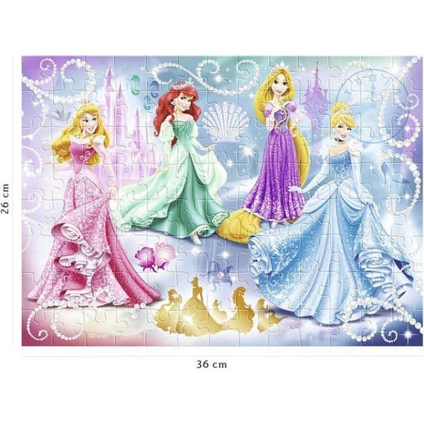 100 bitars pussel - Sparkling Princesses - Disney Princesses - Piece Sorters - Nathan