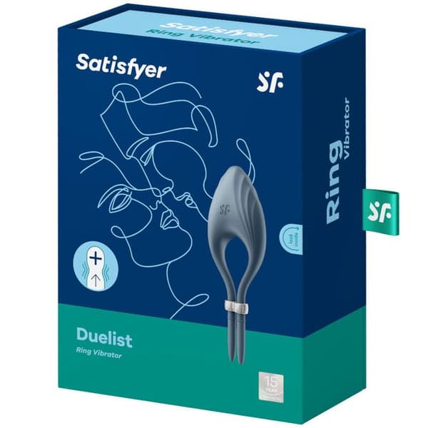 Penisring - Satisfyer - Duelist - Justerbar - Oppladbar - Vibrerende Grå