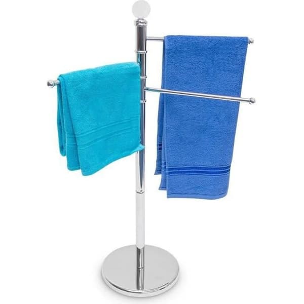 Ställbart handduksställ - RELAXDAYS - 3 armar - Kromat rostfritt stål - Ø bas 29 cm - H 93,5 cm