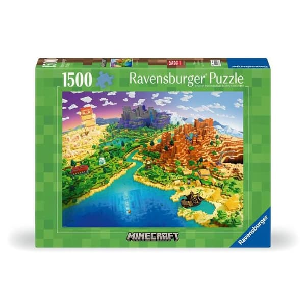 Pussel - RAVENSBURGER - Minecrafts Värld - 1500 bitar - 80x60 cm - Anti-reflex