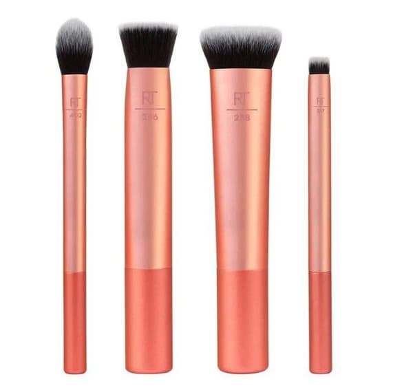 Kit med makeupborstar - Real Techniques - Face Base Set - 4 delar - Vit färg