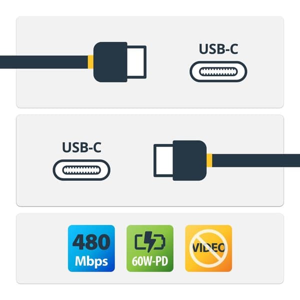 USB-C Laddningskabel - StarTech.com - 30 cm - 60W PD 3A - L format - Svart Aramidfiber