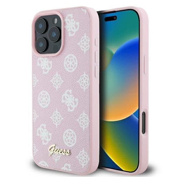 Coque för iPhone 16 Pro - Guess Peony Script MagSafe (GUHMP16LPGPGPYSP) - Rosa