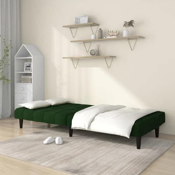 vidaXL 2-sits bäddsoffa Mörkgrön sammet 375843
