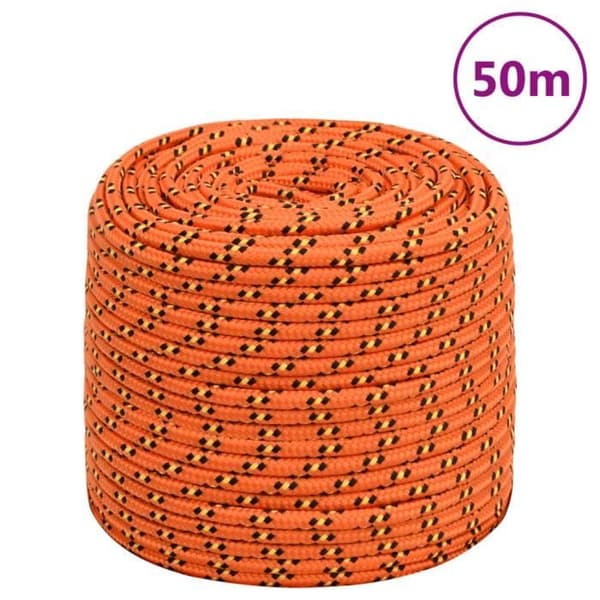 152661 vidaXL Båtrep Orange 8 mm 50 m Polypropen