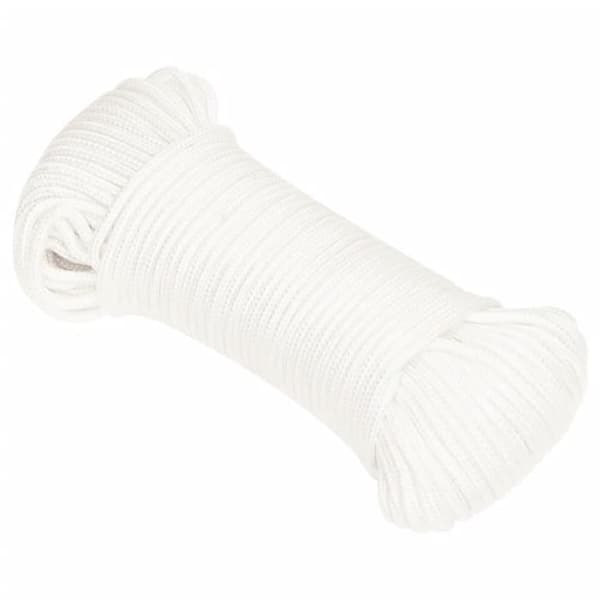 152534 vidaXL Båtrep Komplett Vit 3 mm 25 m Polypropen