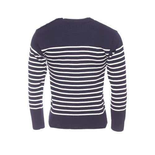 Pull - Armor Lux - Laine - Mörkblå med crème-ränder - Rund hals - Herr