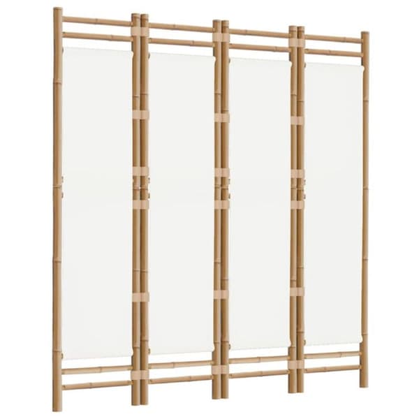 vidaXL Vikbar rumsavdelare 4 paneler 160 cm bambu och duk 350624