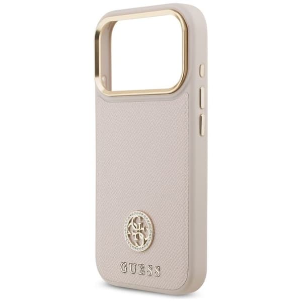 Coque Guess Grained Strass Logo MagSafe för iPhone 17 Pro - Rosa