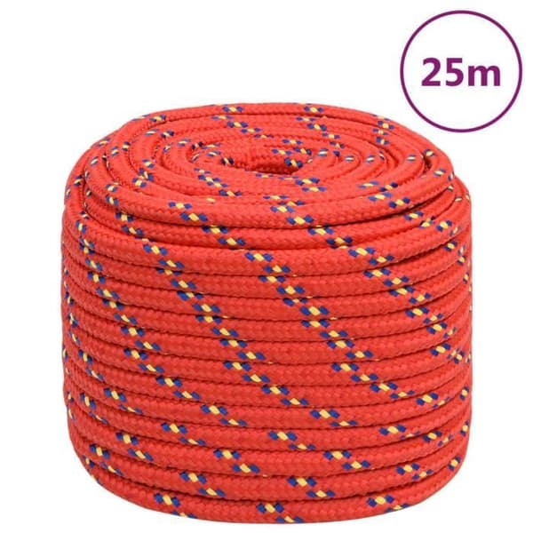 152417 vidaXL Båtrep Röd 18 mm 25 m Polypropylen
