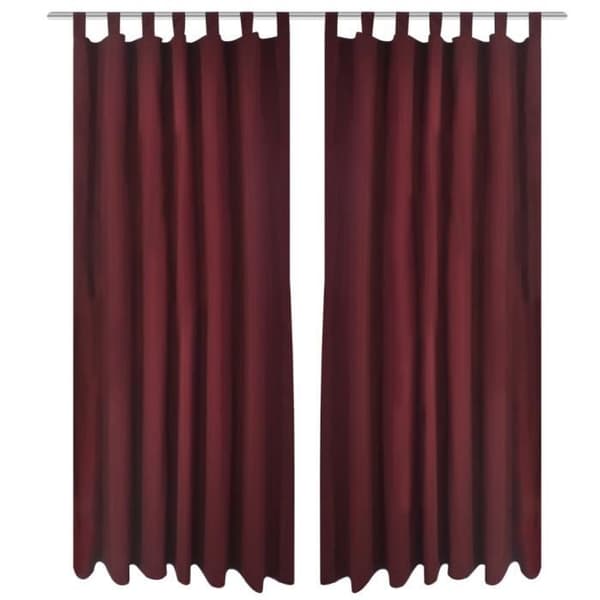 2 st Burgundy Micro Satin Loop Gardin 140 x 245 cm