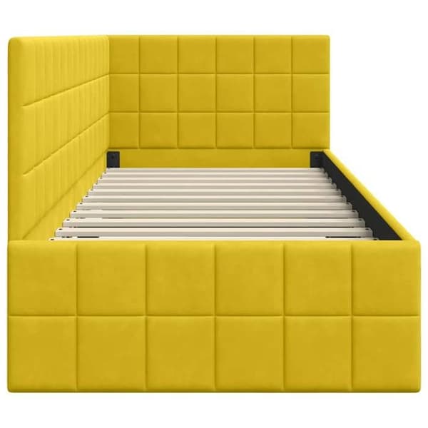 vidaXL Vinkel sängram Gul 80 cm x 200 cm Sammet 42016374