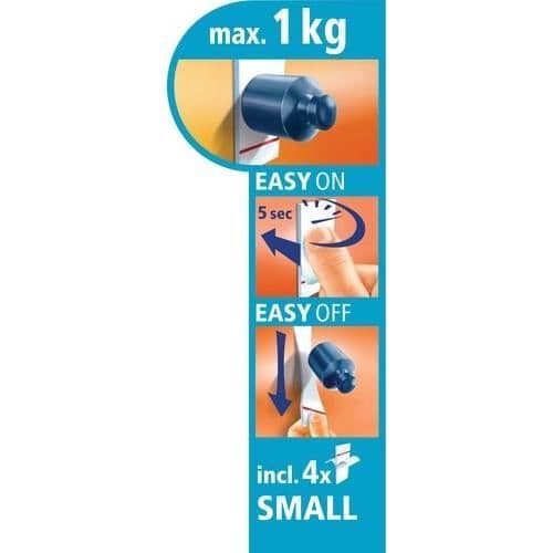 TESA 3 Mini Designer Krokar + 4 Mini Powerstrips - Vit