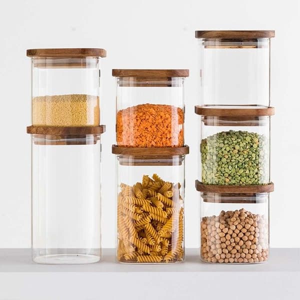 Glasburk med lock akacia "Hermet" 0,6L - 5five
