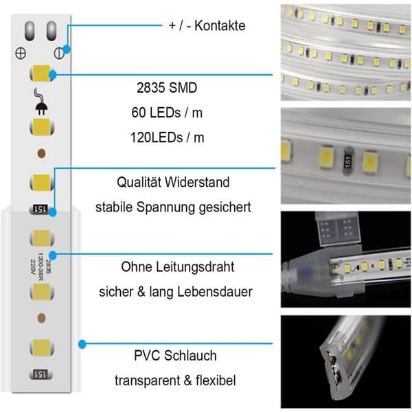 LED-remsa 20m 2835 SMD - Kallvit, Ljusbelyst IP65