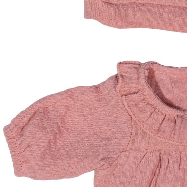 Pyjamasrosa med hatt för docka 38 cm