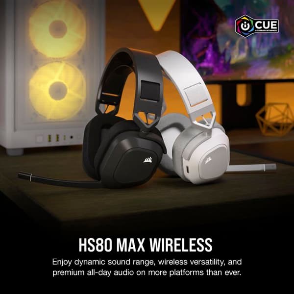 Gamingheadset - CORSAIR - HS80 MAX - Trådlös 2,4 GHz - Bluetooth - Dolby Atmos