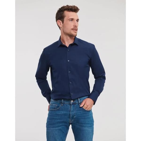 Russell Athletic Ultimate Stretch långärmad skjorta - klar marinblå