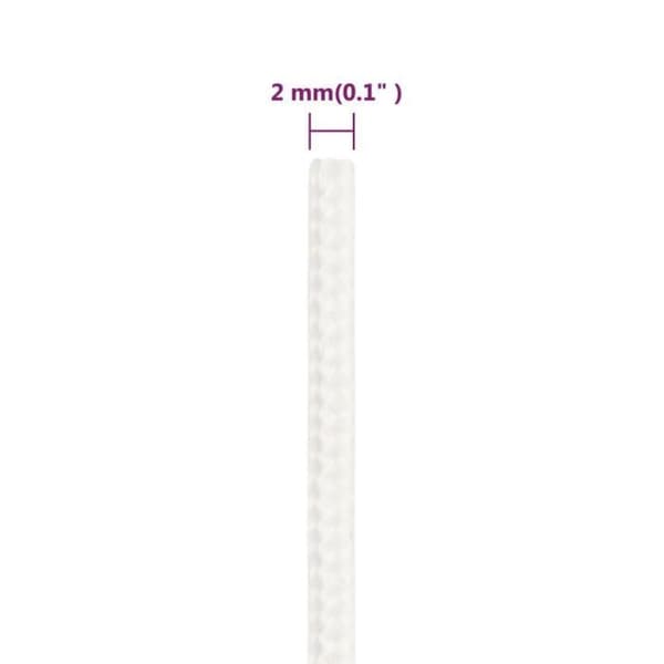 152530 vidaXL Båtrep Komplett Vit 2 mm 50 m Polypropen