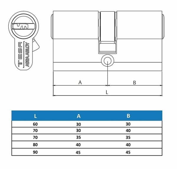 Lås - pipa - cylinder - Tesa-lås - TX853070N