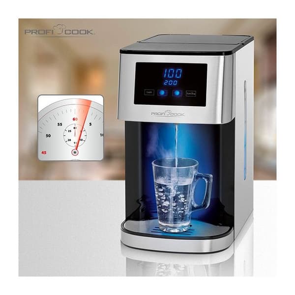 Varmvattenfontän - ProfiCook PC-HWS 1145 - 2600 W - Barnsäkerhet - Rostfritt stålhus - Grå