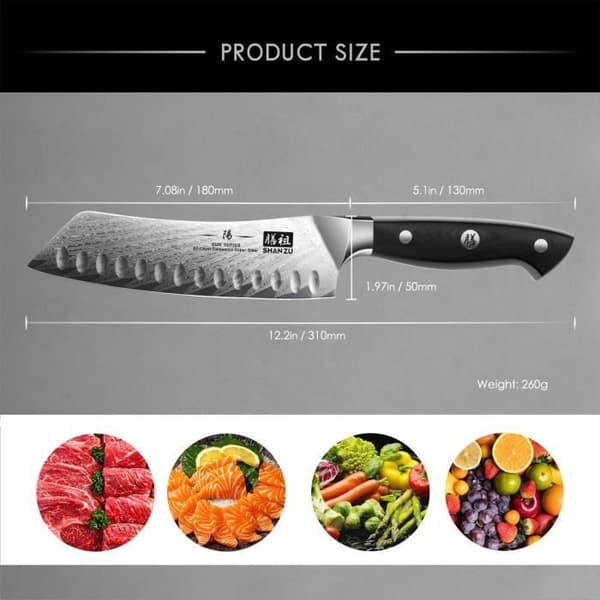 Santoku-kniv 7'' - SUN-serien - Stål - Modern design - Diskmaskinssäker