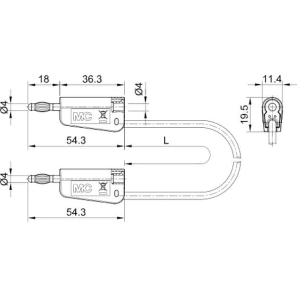 Testkabel - STÄUBLI - LK-4A-F25 - Vit - 75 cm