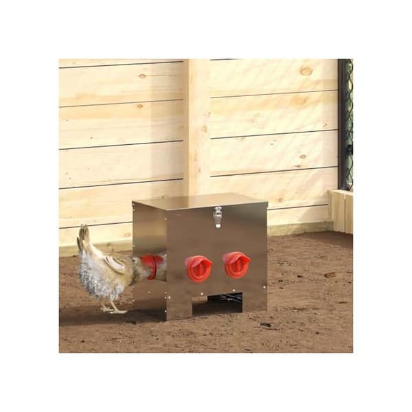 Hönsfoderautomat - vidaXL - 2 stycken - Silver - 40,5x25x38 cm - Galvaniserat stål - Kapacitet 20 kg