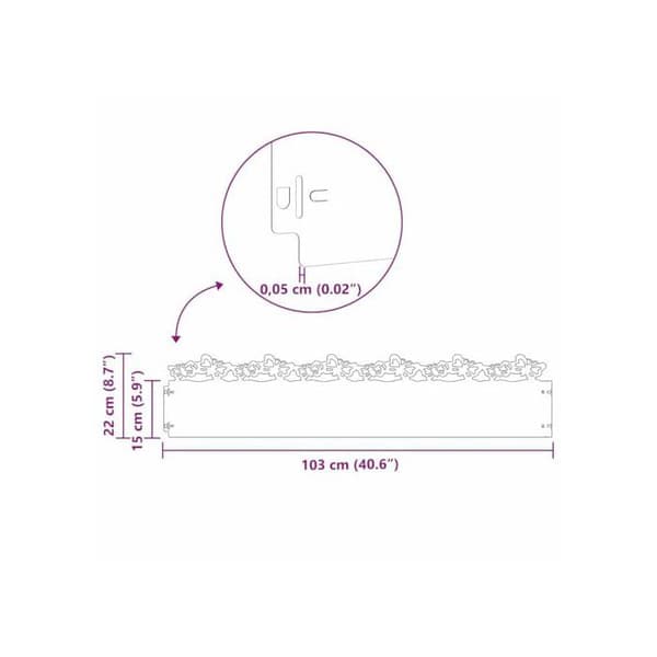 Gräsmattskant i rostfritt stål - vidaXL - Silver - 103x0,05x22 cm - 10-pack - Hållbar