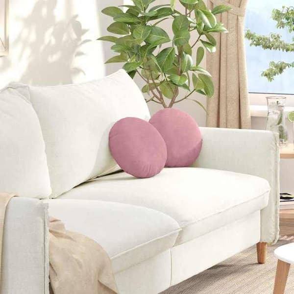 vidaXL Sittkuddar 2 st Rosa Ø30 x 13 cm Sammet 42014104