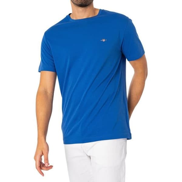 T-shirt Regular Med Sköld - GANT - Herr - 100% Bomull - Blå