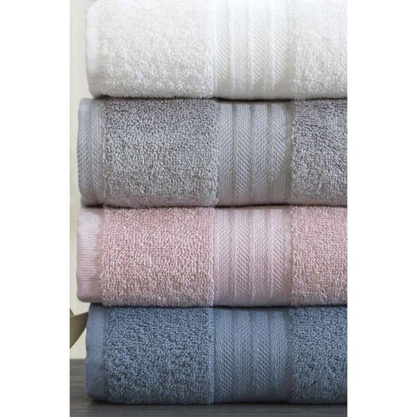 Set med 4 handdukar - 50 x 85 cm - Vit, Grå, Rosa, Blå