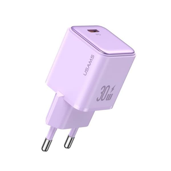 Väggladdare - Usams - US-CC186 - USB-C PD30W - 3A - Lila