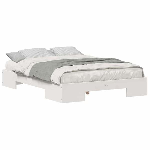 vidaXL Sängram Vit 135 x 190 cm 873038