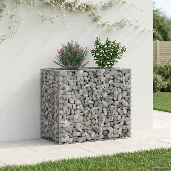 vidaXL Hög säng gabion Silver 42033327