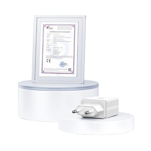 Laddare - USAMS - 2xUSB-A - USB-C-kabel - Snabbladdning PD3.0 - Vit